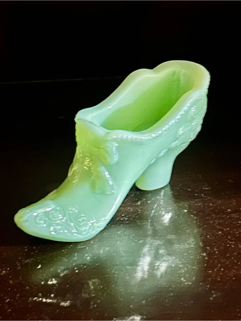 Jadeite Vintage Glass Shoe